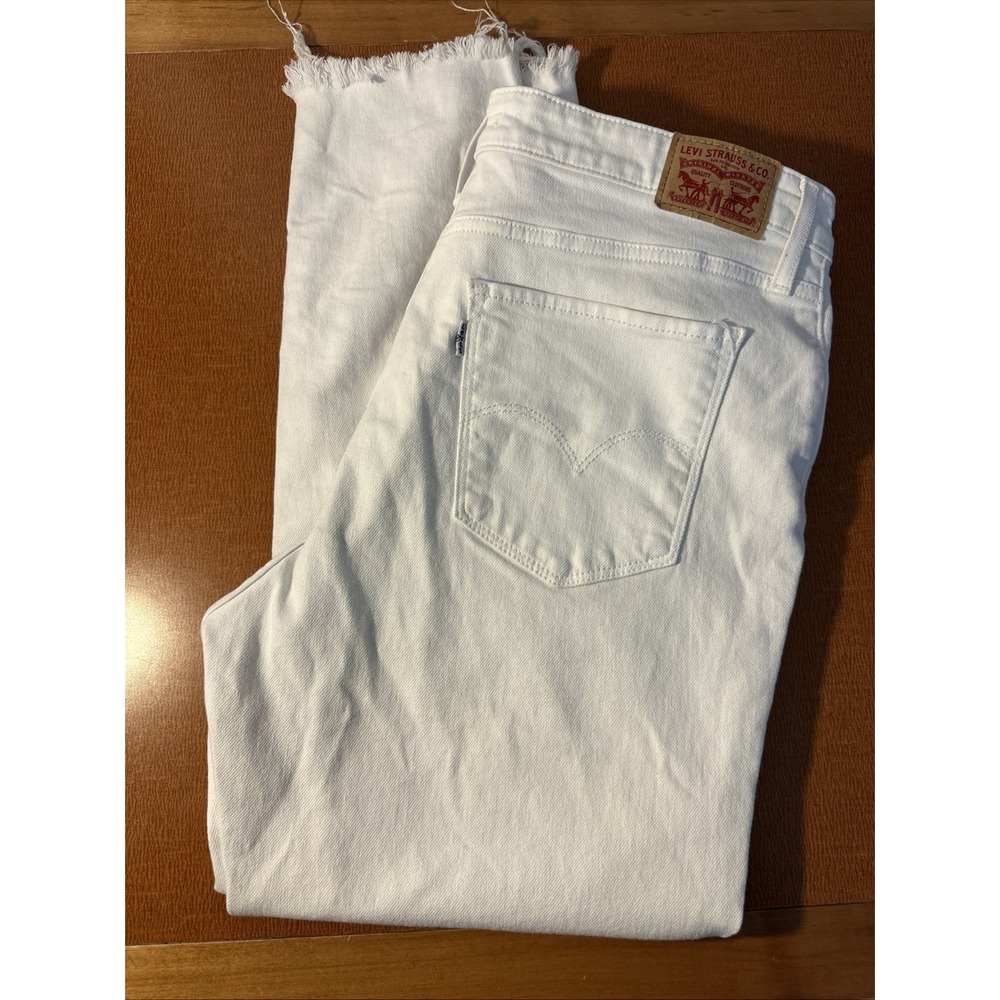 Levis Premium 721 High Rise Skinny Ankle Jeans Womens 32 White Stretch Denim